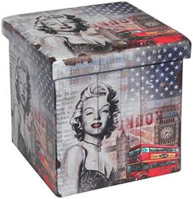 C&amp;B Foldable Storage Ottomans (Marilyn Monroe Print)