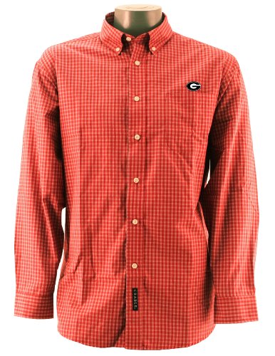 NCAA Men's Georgia Bulldogs Mini Grid Plaid Woven (Red/White, Medium)