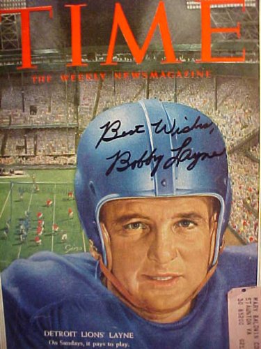 Bobby Layne Detroit Lions Autographed November 29, 1954 Time Magazine Professionally Matted Cover