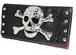 Rockabilly Skull buckle with crystals Tri Fold wallet Red and Black