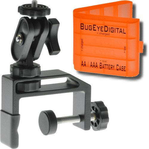 VersatileClamp 2.5 (more versatile than a tripod) for mounting Cameras, Camcorders, Spotting Scopes & Binoculars (plus one 4 AA / AAA battery case) [#1]