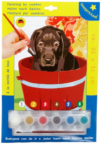 Kindertr&auml;ume 0583 - Malen nach Zahlen Hund 20 x 30 cm 6 Farben Pinsel Preisvergleich