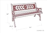 DC America SL6810-AB, Amarillo Rose Park Bench, Cast Iron Frame and Hardwood Slats, Rust Resistant Bronze Finish