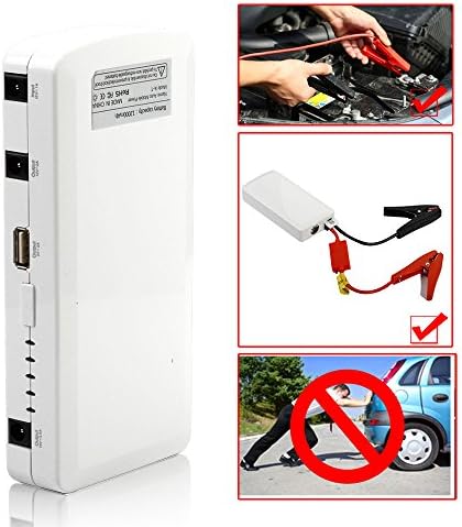 Gled® Multi-function Jump Starter 12v Car Auto Emergency Portable Backup Power Bank 12000mah Battery Charger for Car Laptop Mobile Phones Mp3 (White 1)
