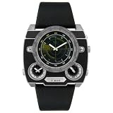 Diesel Men's DZ1243 Triple Time Stainless Steel and Black Leather Watch
