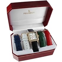 Hot Sale Peugeot 677g Women's Crystal Bezel 5 Interchangeable Leather Strap Watch