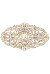 EVER FAITH&reg; Wedding Art Deco Buckle Brooch Clear Austrian Crystal