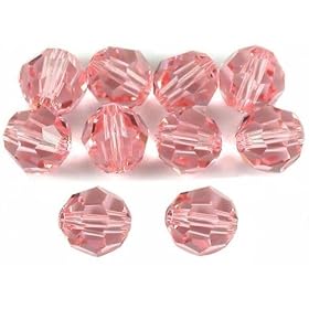 10 Light Rose Round Swarovski Crystal Beads 5000 6mm