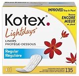 Kotex Lightdays Regular Unscented Liners, 135-Count Packages (Pack of 6)
