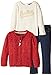 Nautica Girls' 3 Piece Set Cardigan Top Denim