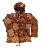 Large Vintage / Bohemian / Hippie Patchwork Hoodie Brown Jacket Nepal
