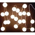Stoff Ball Kugel Lichterkette weiss aus Baumwolle, batteriebetrieben