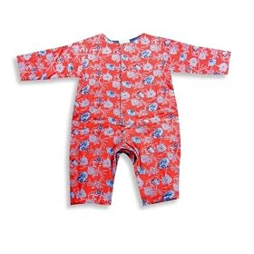 SnoPea - Newborn And Infant Girls Long Sleeve Fans And Flowers Coverall, Red, Navy