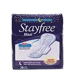 Stayfree Maxi, Overnight with Wings, 28-Count Plastic Bag (Pack of 2)