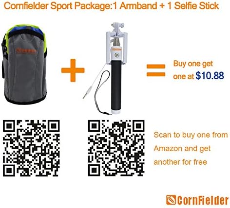 Selfie Stick, Cornfielder® Self Portrait [Battery Free, Buy One get One More Armband for Thanksgiving Day] Extendable Handled Stick with Adjustable Phone Holder for iPhone, Android and All Other Smartphones (CFD_SS03_Black with Cable Line)