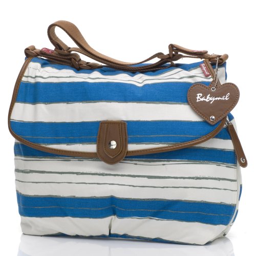 Babymel Diaper Bag, Satchel Stripe Boathouse Blue picture