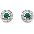 14K White Gold Emerald and Diamond Earrings