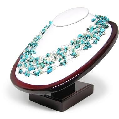 HinsonGayle Artisan Collection "Angelica" Handwoven Five-Strand Cultured Pearl and Turquoise Necklace