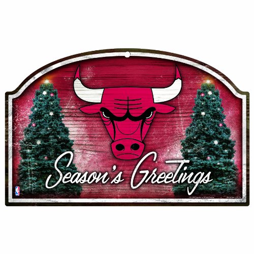 NBA Chicago Bulls 11-by-17 inch Season's Greetings Wood Sign