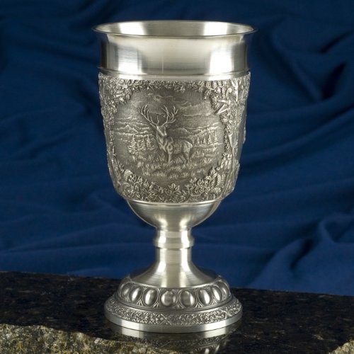 Pewter Goblet - Hunting Scenery 6.9 inches