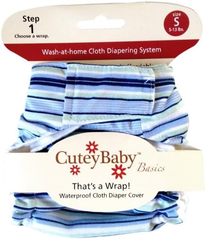 CuteyBaby That's a Wrap Diaper Cover, Blue Stripes, Large