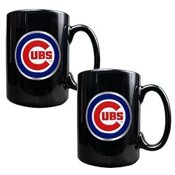 Chicago Cubs MLB 2pc Black Ceramic Mug Set - Primary Logo by Great American Products