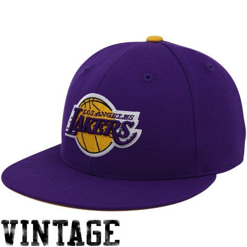 Mithchell & Ness Los Angeles Lakers Purple Vintage Logo Fitted Hat (7 7/8)