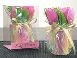 Pink Soap Tulips in Flower Pot (Set of 18) - Baby Shower Gifts & Wedding Favors