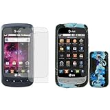 iNcido Brand LG Phoenix P505/Thrive P506 Combo Blue Flower Protective Case  ....