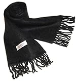 100% CASHMERE 2PLY Mens / Womens Scarf Solid Dark Black