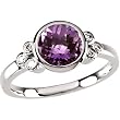 14K White Gold Amethyst and Diamond Ring