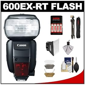 Canon Speedlite 600EX-RT Flash with Canon Tripod,Soft Box,Diffuser,4 Batteries and Charger,Accessory Kit
