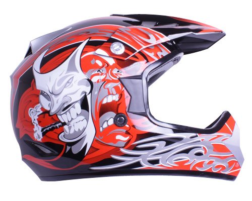 Hell Gamer Red Black Motocross ATV Biker Helmet 