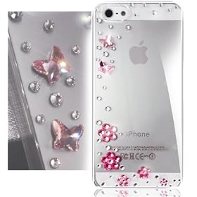 Bling iPhone 5s LOVE PINK Transparent hard Case CoverIphone 5 5S 5G