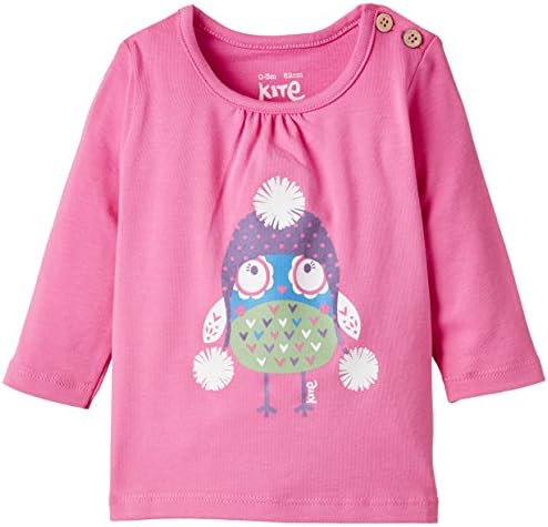 Kite Baby Girls Pom Pom Owl Organic Cotton T-shirt.pink (3-6 months)