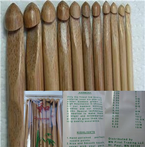 One set of 13 pcs bamboo crochet hooks us 2/c (2.75 mm)…