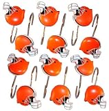 Cleveland Browns NFL Football Set of 12 Bathroom Shower Curtain Hooks Rings