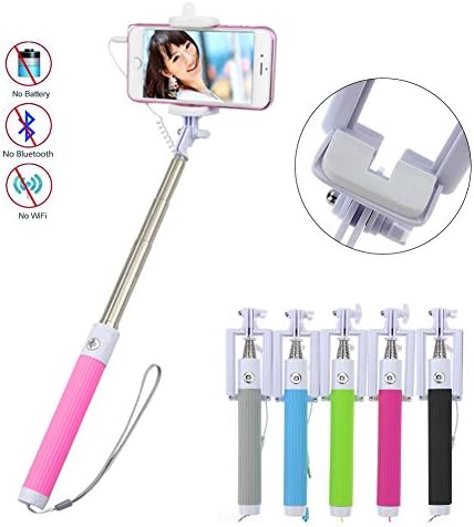 Gentlen 3-In-1 Self-portrait Monopod Extendable Selfie Stick with Wired for Samsung S4 S5 S6 Note 2, 3, 4, iPone 4/4S/5/5S6/6S HTC, SONY Etc Mobile Phone Monopod (Pink)
