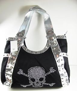 Studded Rhinestone Skull Handbag or Diaper Bag (Large)