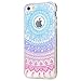 iPhone SE Case, JAHOLAN Beautiful Clear TPU Soft Case Rubber Silicone Skin Cover for iPhone 5/5S/SE - Blue Purple Tribal Mandala