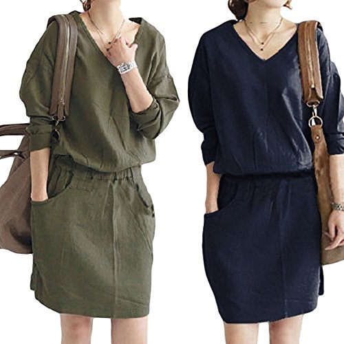 (オルル)OLULU 長袖 カジュアル ワンピース / チュニック 膝丈 コクーン シンプル ベーシック 無地 大きいサイズ / レディース 140902-17