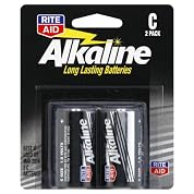 Rite Aid Batteries, Alkaline, C, 2 Pack 2 batteries