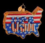 RADKO Under The Stars AMERICANA FLAG USA Glass Ornament