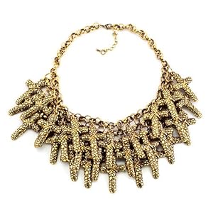Pugster Vintage Golden Chain Jewelry Chunky Cross Adorned Bubble Bib Statement Pendant Necklace