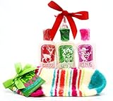IMAGE OF Bath & Body Works Holiday Traditions Body Lotions Set Includes Winter Candy Apple, Vanilla Bean Noel and Pink Sugar Plum with Scented Socks
