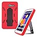 Alcatel Pop 7 LTE Case by KIQ (TM) Drop Protection Hybrid Case Silicone Plastic Cover Built-in Kickstand for Alcatel One Touch Pop 7 LTE 9015W - Black/Red