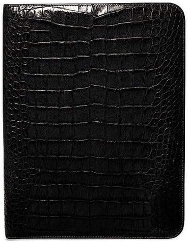 Jack Georges Unisex [Personalized Initials Embossing] Croco Letter Size Writing Pad Cover in Black