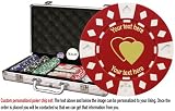 Custom Poker chip Set: Wedding (#1) image & your custom text printed on the chips. 300 11.5 gram chip w/case & more.