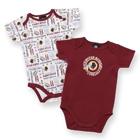 Gerber Two Pack Short Sleeve Redskins Bodysuit, Boys