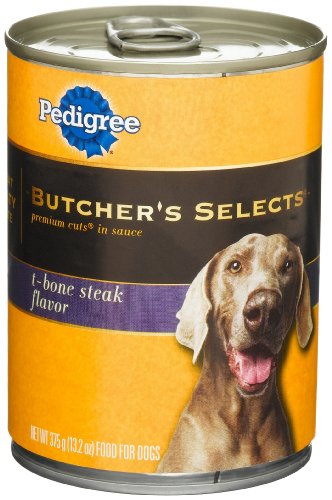 Pedigree Butcher's Selects Premium Cuts T-Bone Steak Flavor Food for Dogs, 13.2-Ounce Cans (Pack of 24)